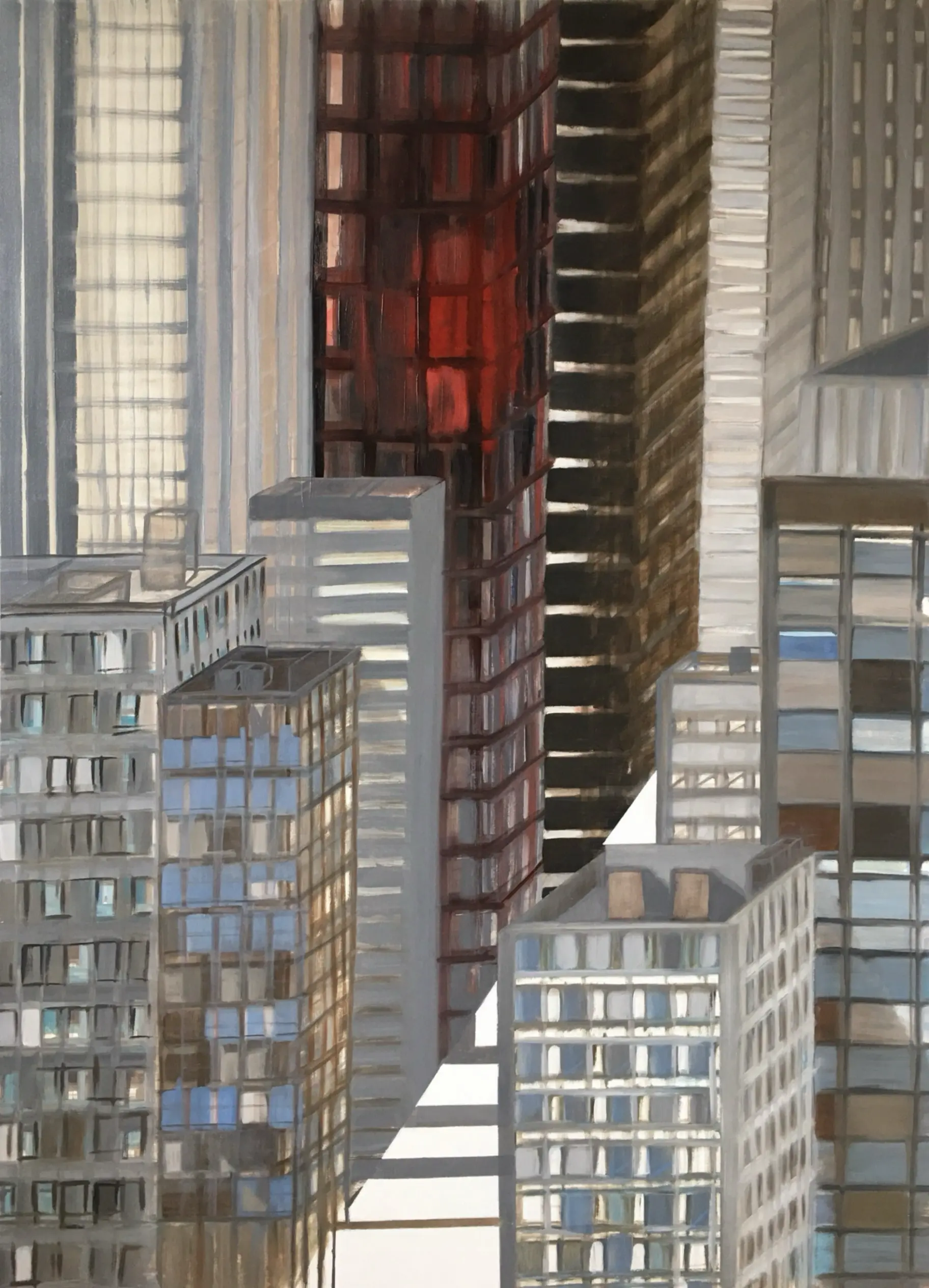 City & heart III big oil painting by Britta Hedberg, 100x150 cm