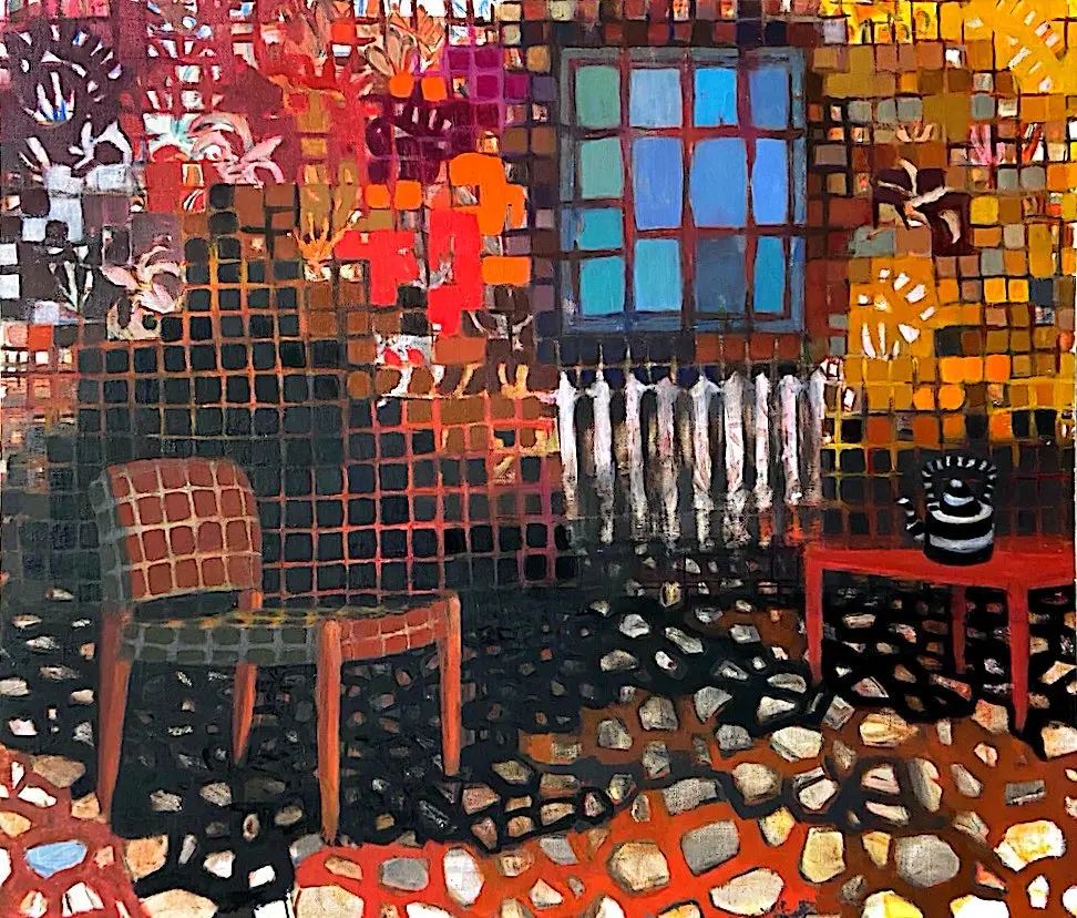 Fåtölj & satala, kanna oil painting by Britta Hedberg, 55x46 cm