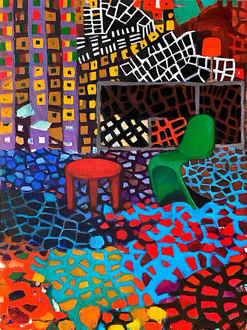 Vi hade ändå roligt oil painting by Britta Hedberg, 55x46 cm